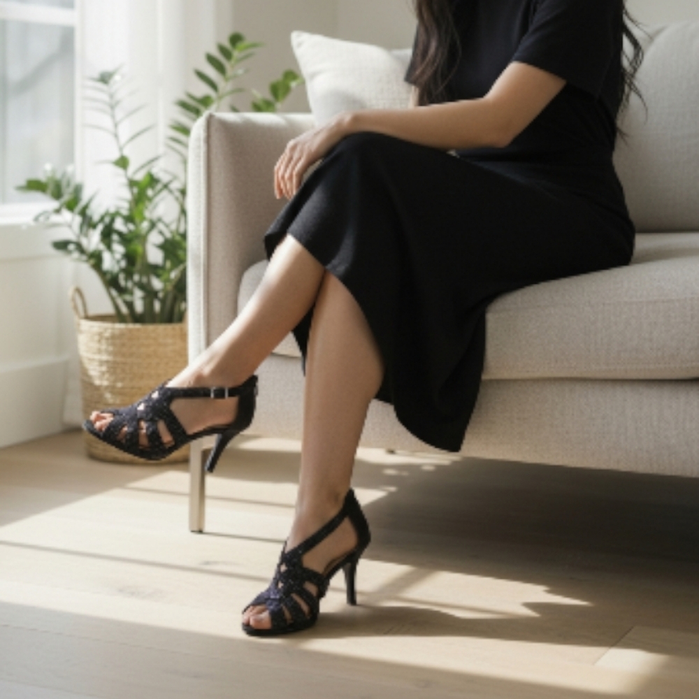 🦜 2/$10 Alex Marie Elegant Black Strappy Heels.  Size 9.5